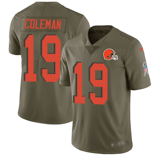 Nike Browns #19 Corey Coleman Olive Men's Stitched NFL Limited Salute To Service Jersey